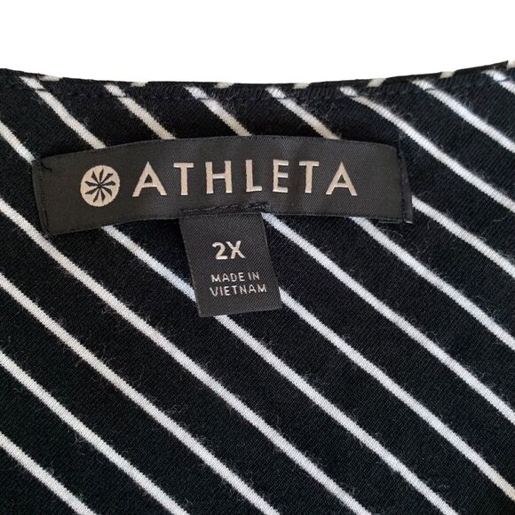 Athleta Santorini mixed stripe sleeveless modal dress 2XL stretch A-line - Picture 9 of 10
